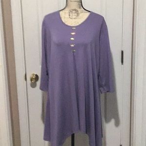 Tunic top with bling & shark bite hem